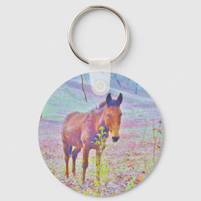 Porte-clés Cheval dans un domaine Pastel RAINBOW PURPLE : ajo (Recto)