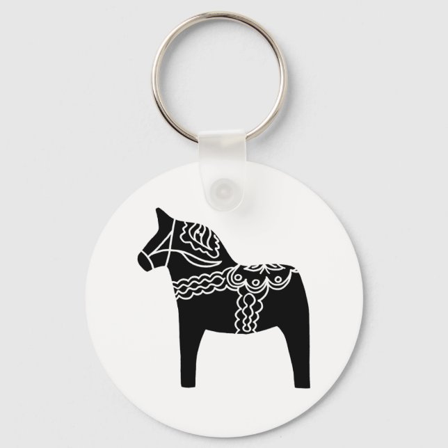 Porte-clés Cheval de Dala noir (Recto)