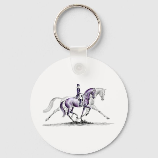 Porte-clés Cheval Dressage en Trot Piaffe (Recto)