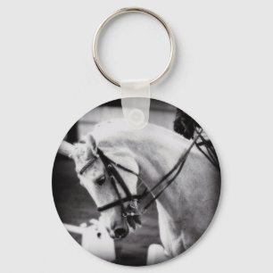 Porte-clés Cheval Dressage noir et blanc