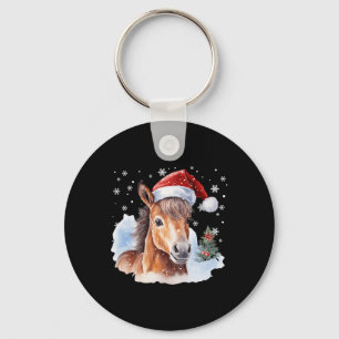 Porte-clés Cheval équestre de Noël Santa Chapeau Animal Eques