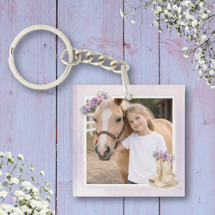 Porte-clés Cheval Fleur Violet Fille