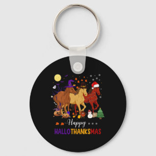 Porte-clés Cheval Halloween Thanksgiving Noël Joyeux Hallo