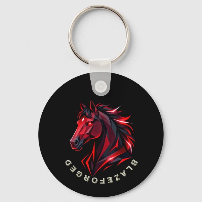 Porte-clés Cheval Rouge BlazeForge (Recto)