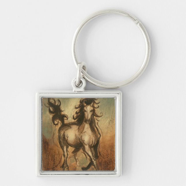 Porte-clés Cheval sauvage et couleurs chaudes (Devant)