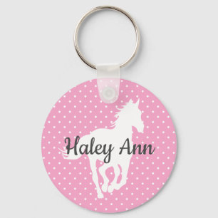 Porte-clés Cheval Silhouette Nom Pois