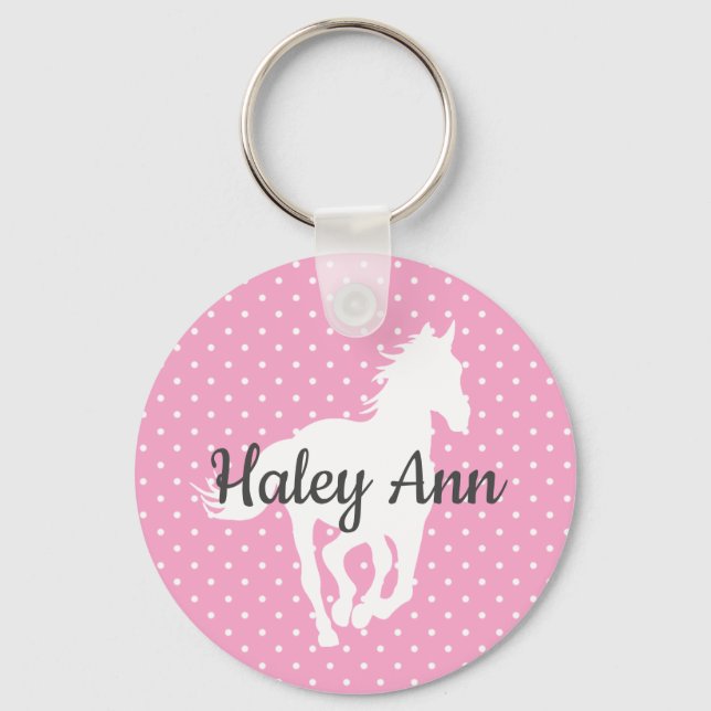 Porte-clés Cheval Silhouette Nom Pois (Recto)