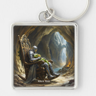 Porte-clés Chevalier de dragon de grotte fantaisiste mignon
