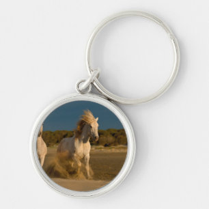 Porte-clés Chevaux blancs fonctionnant sur la plage