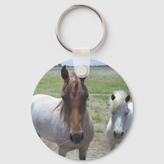Porte-clés Chevaux Brown Et Blanc, (Recto)