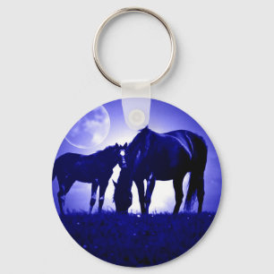 Porte-clés Chevaux en Nuit Bleue