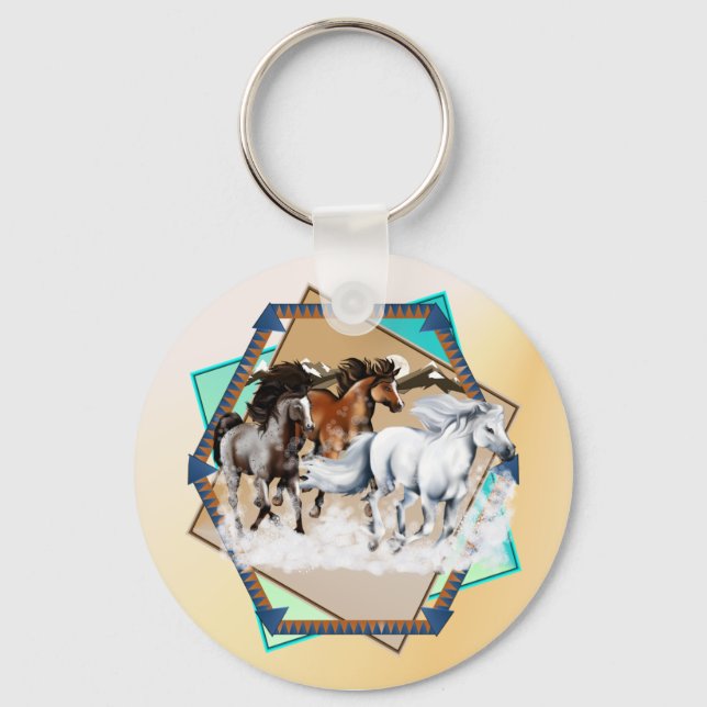 Porte-clés Chevaux En Porte - clé De Neige (Recto)