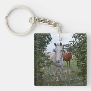 Porte-clés Chevaux Peekaboo Brown Et Blancs, -