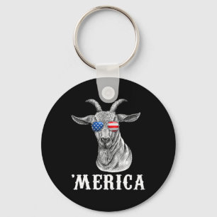 Porte-clés Chèvre drapeau américain du 4 juillet Usa Merica