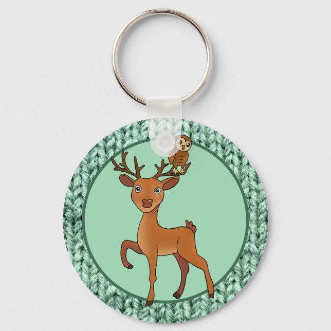 Porte-clés Chevreuil et hibou (Recto)