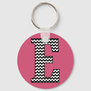 Porte-clés Chevron E Monogram noir et blanc Porte - clé de ba