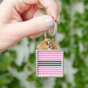 Porte-clés Chevron rose et noir par Shirley Taylor