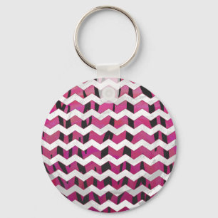 Porte-clés Chevron Tiger rose chaud et noir