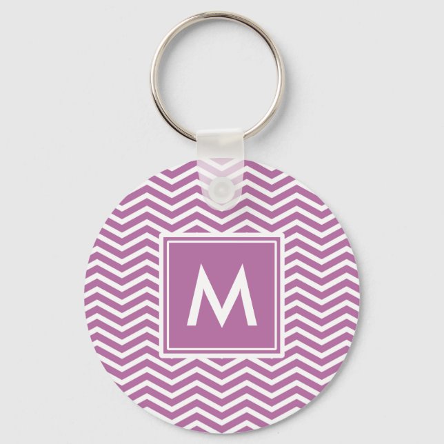 Porte-clés Chevrons Purple Bodaciens Modernes Avec Monogramme (Recto)