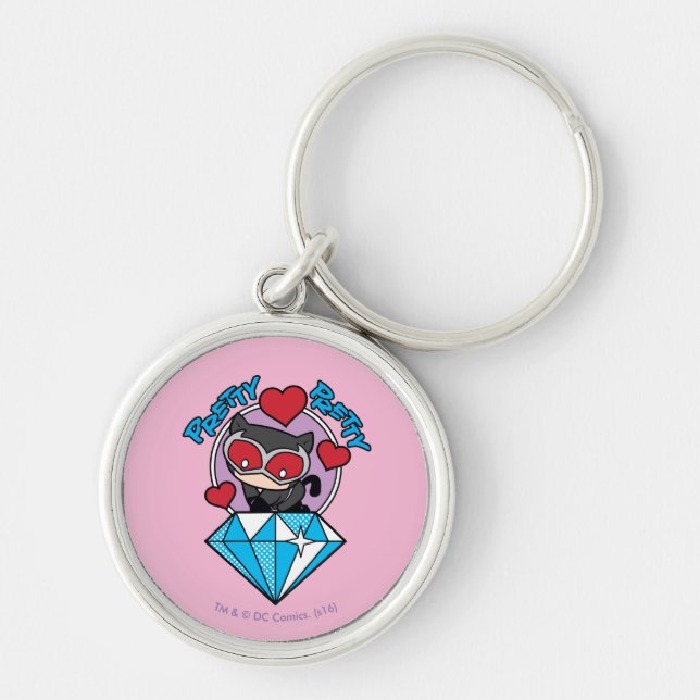 Porte-clés Chibi Catwoman assise Sur Le Grand Diamant (Devant)