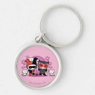 Porte-clés Chibi Harley Quinn & Chibi Catwoman Avec Chats