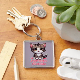 Porte-clés Chibi Kawaii Kitten Purr parfaitement adorable en