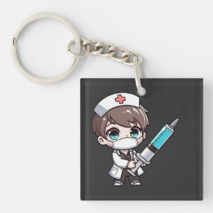 Porte-clés Chibi Nurse Cartoon - soins de santé, chibi, infir