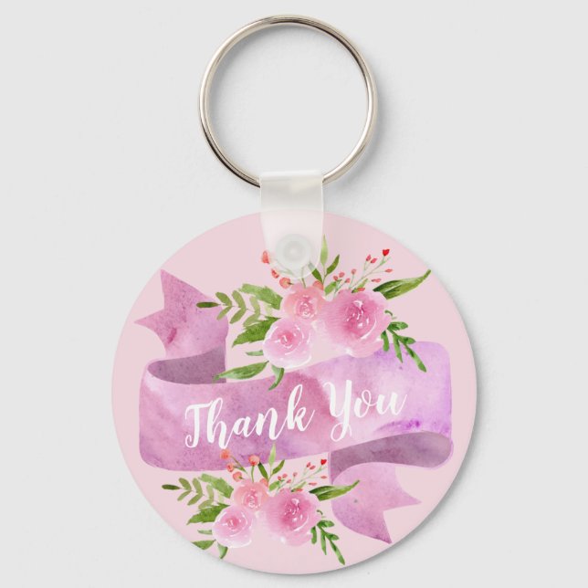 Porte-clés Chic Fleur Rose Pâle Merci Féminin (Recto)
