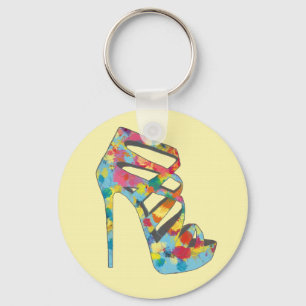 Porte-clés Chic Glam Vintage Roses Aqua High Heel Shoe