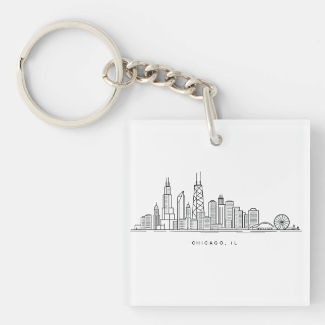 Porte-clés Chicago IL Cityscape Illustration (Devant)