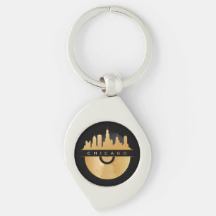Porte-clés Chicago Illinois Skyline Golden Vinyl Chic