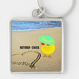 Porte-clés Chick retraité à la plage