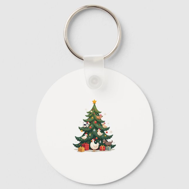 Porte-clés Chicken Cow Goat Horse Farm Animal Farmer Christma (Recto)