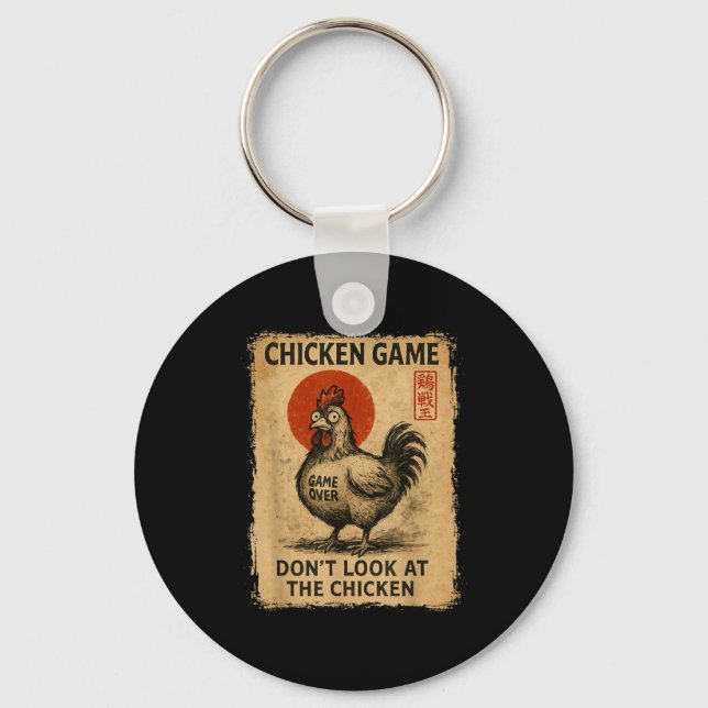 Porte-clés Chicken Game Funny Japanese Boys Girls Womens Mens (Recto)