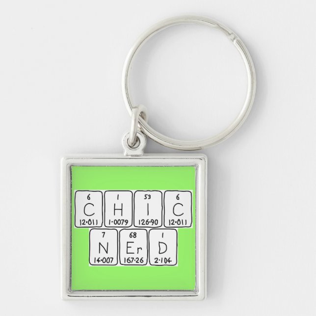 Porte-clés ChicNerd, phrase clé de table périodique (Devant)