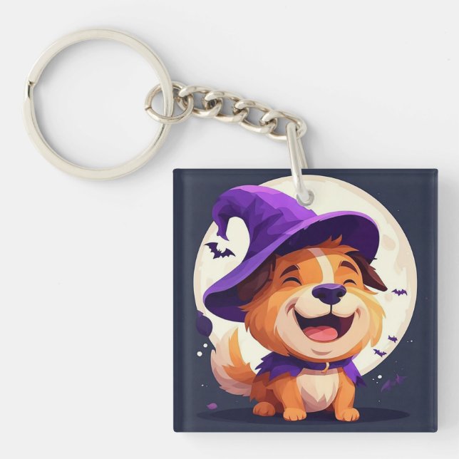 Porte-clés Chien adorable de style Halloween (Devant)