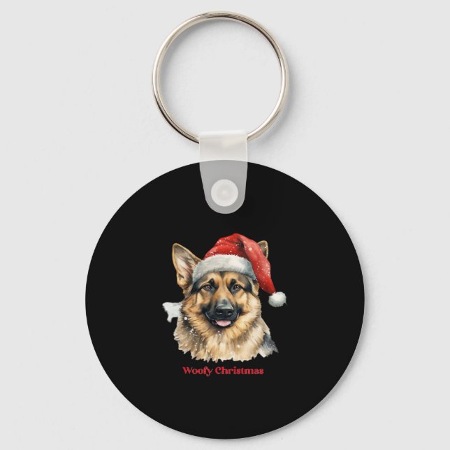 Porte-clés Chien allemand Noël Noël Idées cadeaux Woof (Recto)