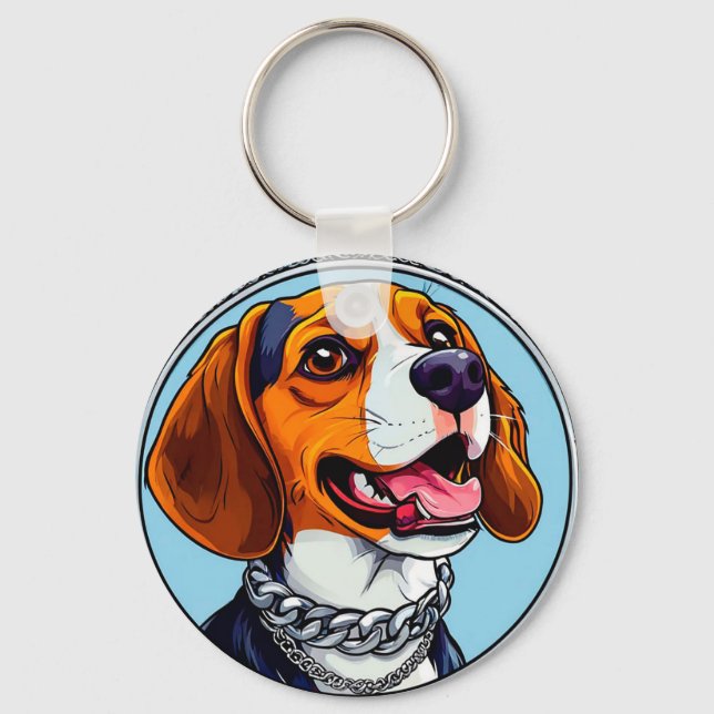 Porte-clés Chien beagle mignon (Recto)