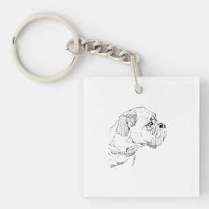 Porte-clés Chien Boxer – Illustration minimaliste pour amateu