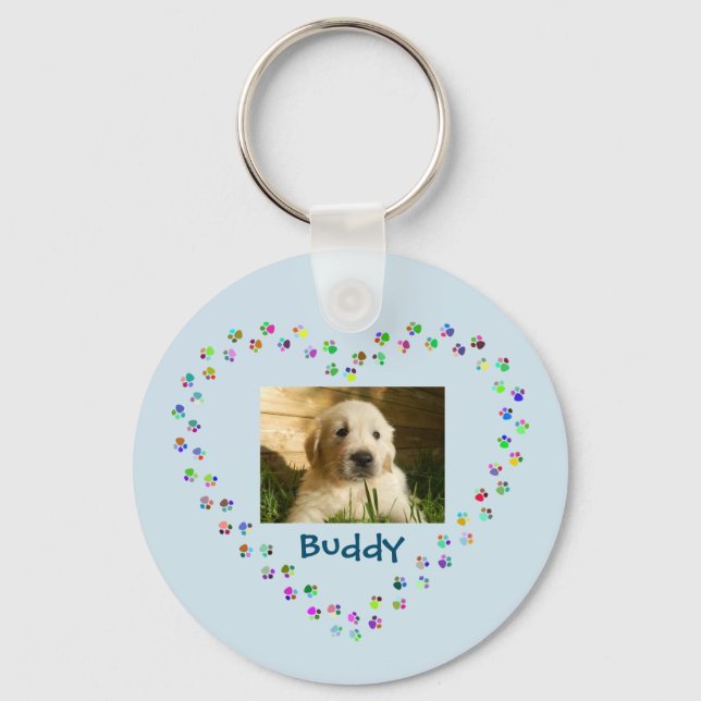 Porte-clés Chien Chat Empreintes de pattes Coeur Animaux de c (Recto)