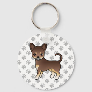 Porte-clés Chien Chihuahua à poil lisse au chocolat et au fau