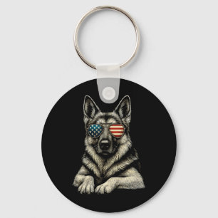 Porte-clés Chien de berger allemand patriotique Drapeau Usa S
