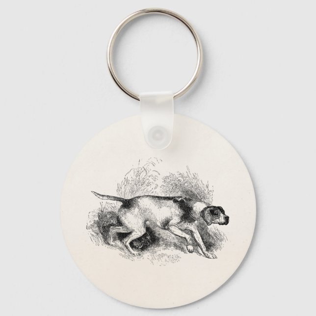 Porte-clés Chien de chasse à pointeur vintage 1800s Pointeurs (Recto)