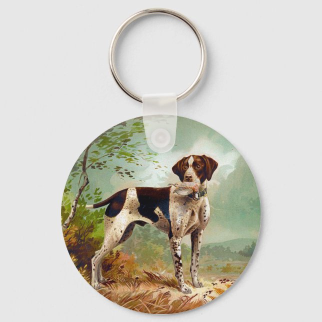 Porte-clés Chien de chasse avec oiseau dans la bouche (Recto)