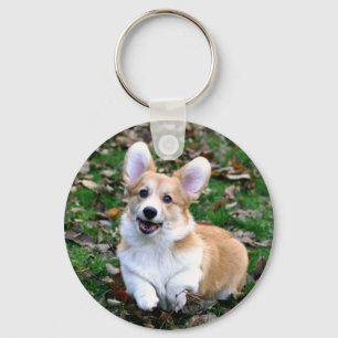 Porte-clés Chien de Corgi mignon qui bondit