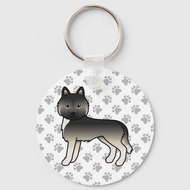 Porte-clés chien de dessin animé Husky sibérien ag (Recto)