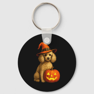 Porte-clés Chien de la famille Poodle Halloween Citrouille Ch