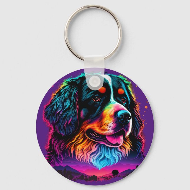 Porte-clés Chien de Montagne bernois lumineux et magnifique (Recto)