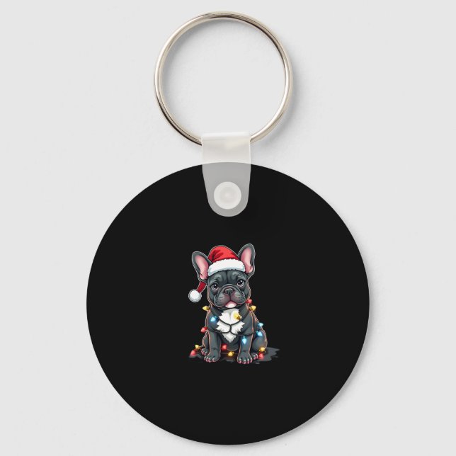 Porte-clés Chien de Noël Chien Français Chien de taureaux Xma (Recto)