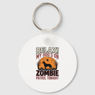 Porte-clés Chien de patrouille zombie Halloween Gravure vinta
